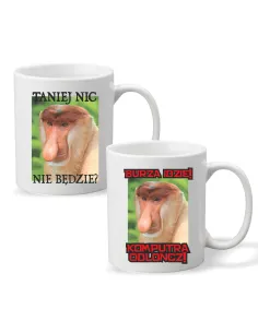 Kubek z nadrukiem napis TANIEJ NIC NIE BĘDZIE