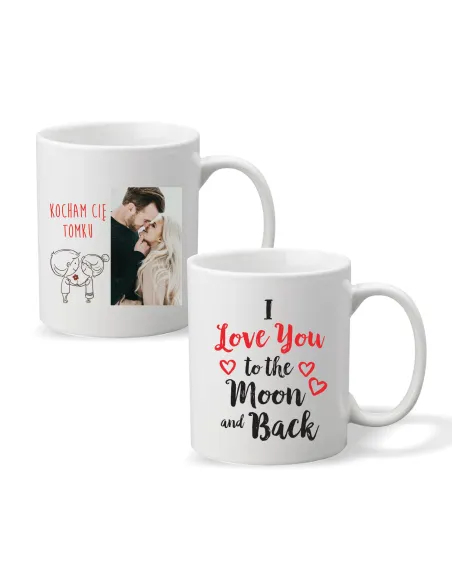 FOTO Kubek z zdjęciem imieniem napis WALENTYNKI KOCHAM CIĘ