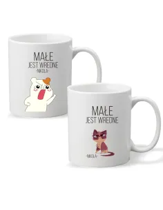 Kubek z imieniem napis MAŁE JEST WREDNE