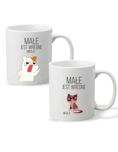 Kubek z imieniem napis MAŁE JEST WREDNE