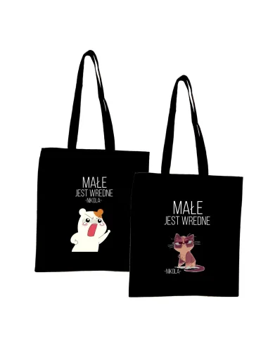 Eko Torba z imieniem napis MAŁE JEST WREDNE