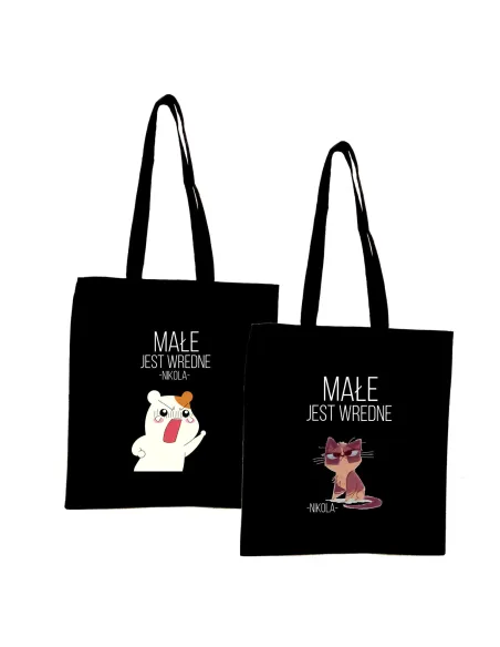 Eko Torba z imieniem napis MAŁE JEST WREDNE