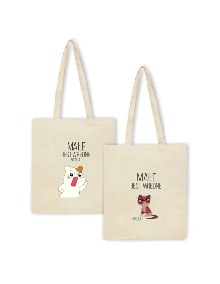 Eko Torba z imieniem nadrukiem MAŁE JEST WREDNE