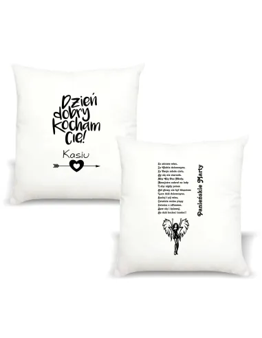 Poduszka z nadrukiem DZIEŃ DOBRY KOCHAM CIĘ