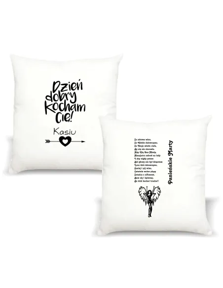 Poduszka z nadrukiem DZIEŃ DOBRY KOCHAM CIĘ