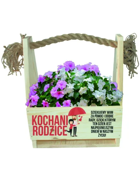 Podziękowanie dla rodziców Prezent Skrzynia kwiaty