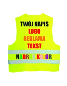 Kamizelki odblaskowe z nadrukiem tył napis logo