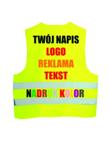 Kamizelki odblaskowe z nadrukiem tył napis logo