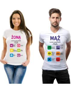 Koszulka z nadrukiem zestaw dla par mąż sa. żona sa.