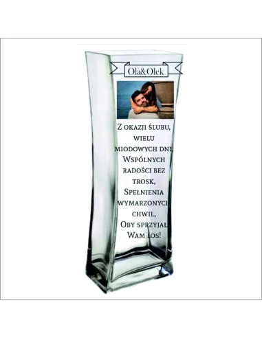 Wazon z nadrukiem prezent na ślub wesele z zdjęcie