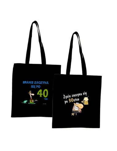 Eko Torba z nadrukiem BRANIE ZACZYNA SIĘ PO 40-TCE