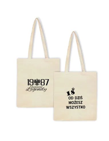 Eko Torba z nadrukiem PREZENT na URODZINY ROK