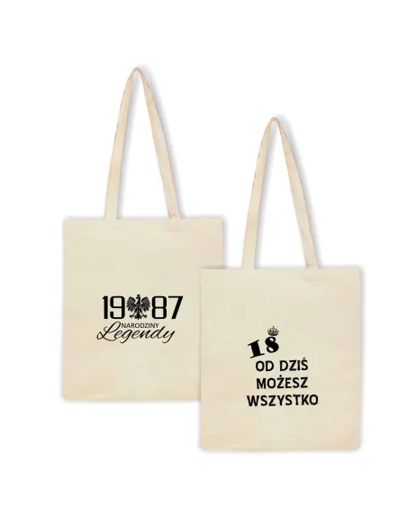 Eko Torba z nadrukiem PREZENT na URODZINY ROK