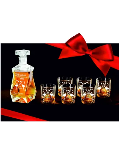 Elegancki zestaw karafka szklanki grawer ROCZNICA