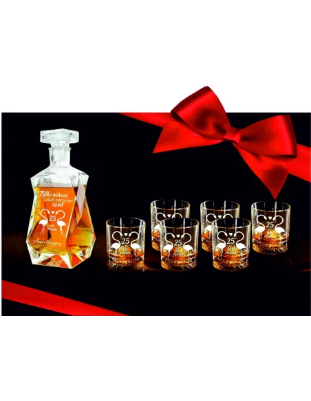 Elegancki zestaw karafka szklanki grawer ROCZNICA