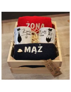 Prezent na ślub rocznicę - ręczniki z haftem + kubki