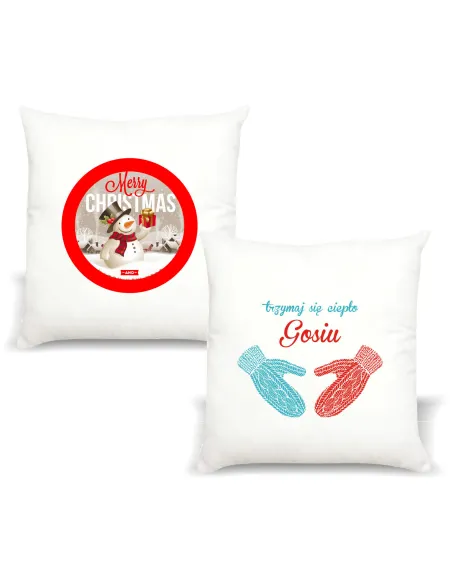 Poduszka z nadrukiem PREZENT MERRY CHRISTMAS