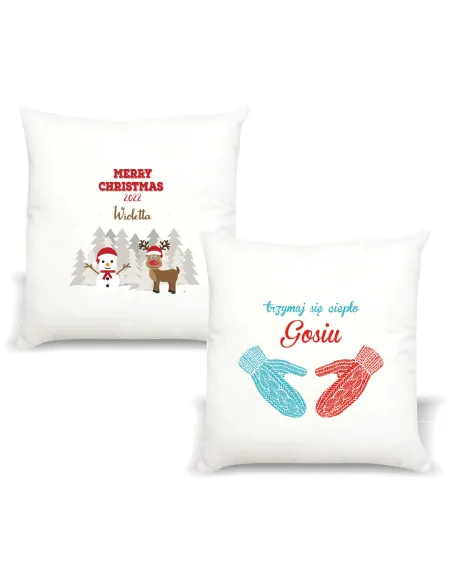 Poduszka z imieniem PREZENT TRZYMAJ SIĘ CIEPŁO