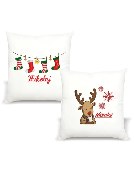 Poduszka z imieniem PREZENT ŚWIĄTECZNY RENIFER
