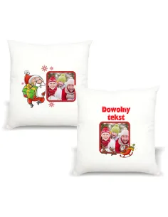 FOTO Poduszka z zdjęciem PREZENT na święta Bożego Narodzenia Mikołajki  DOWOLNY TEKST