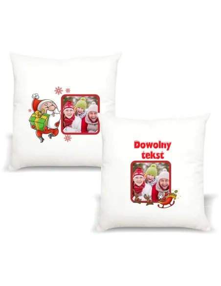 FOTO Poduszka z zdjęciem PREZENT na święta Bożego Narodzenia Mikołajki  DOWOLNY TEKST