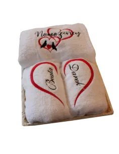 Prezent ślubny - ręczniki z haftem + kubki