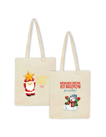 Eko Torba z nadrukiem świątecznym WESOŁYCH ŚWIĄT