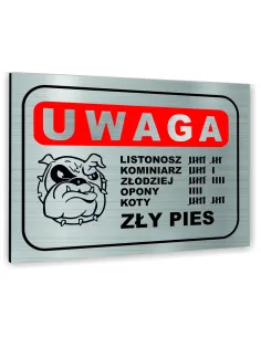 Znak Tablica informacyjna Dibond - UWAGA ZŁY PIES
