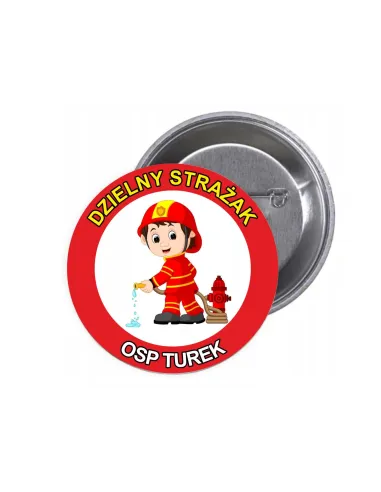 Przypinki buttony DZIELNY STRAŻAK OSP znaczki badziki z grafiką