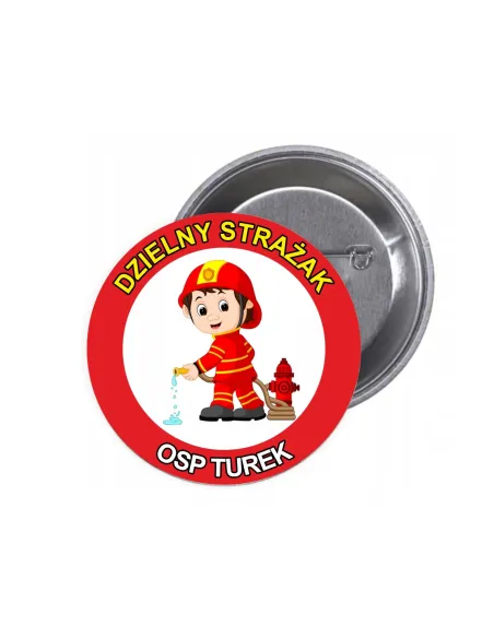 Przypinki buttony DZIELNY STRAŻAK OSP znaczki badziki z grafiką