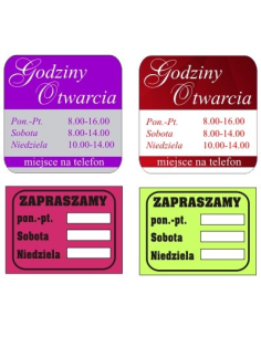Godziny otwarcia - naklejka samoprzylepna