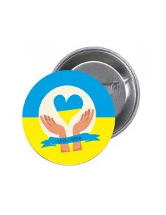 Przypinki buttony SERCEM Z UKRAINĄ znaczki badziki z grafiką