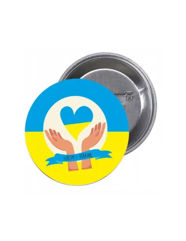 Przypinki buttony SERCEM Z UKRAINĄ znaczki badziki z grafiką