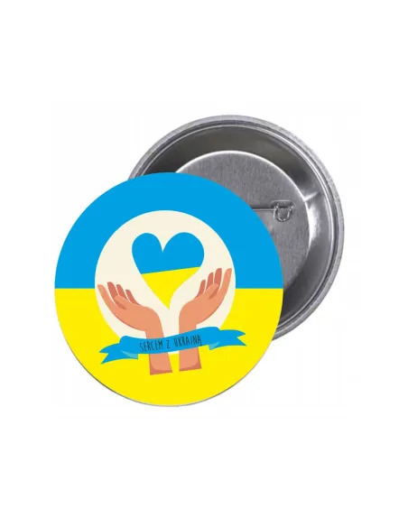 Przypinki buttony SERCEM Z UKRAINĄ znaczki badziki z grafiką