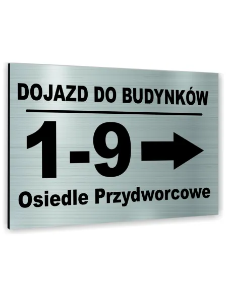 Znak Tablica informacyjna Dibond - DOJAZD DO BUDYNKÓW