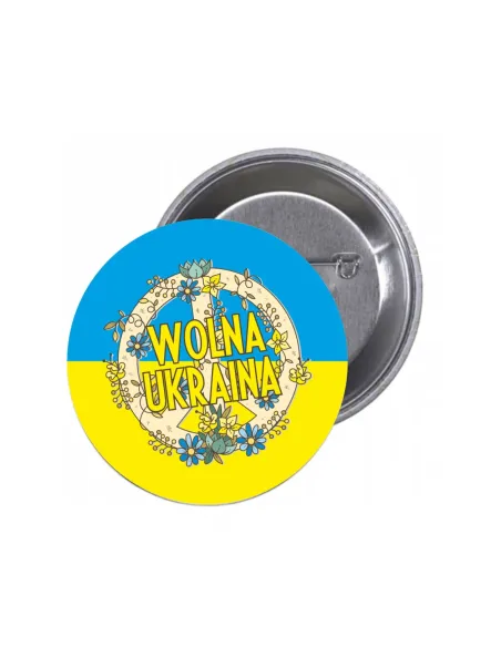 Przypinki buttony WOLNA UKRAINA znaczki badziki z grafiką