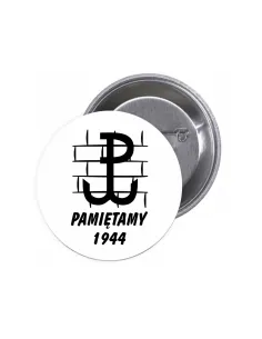 Przypinki buttony POLSKA WALCZĄCA PAMIĘTAMY 1944 znaczki badziki z grafiką