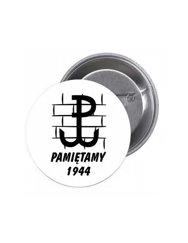 Przypinki buttony POLSKA WALCZĄCA PAMIĘTAMY 1944 znaczki badziki z grafiką