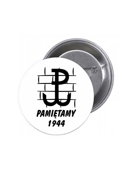 Przypinki buttony POLSKA WALCZĄCA PAMIĘTAMY 1944 znaczki badziki z grafiką
