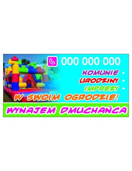 Szyld reklamowy REKLAMA 100x50 cm WYNAJEM DMUCHAŃCA
