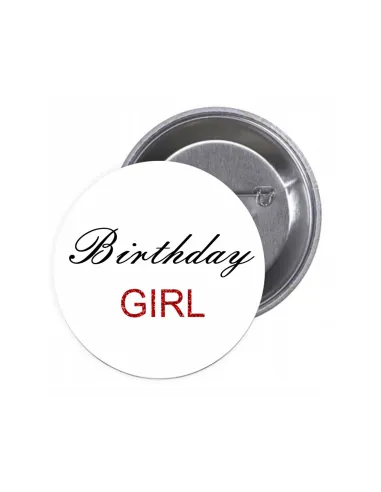 Przypinki buttony BIRTHDAY GIRL znaczki badziki z grafiką