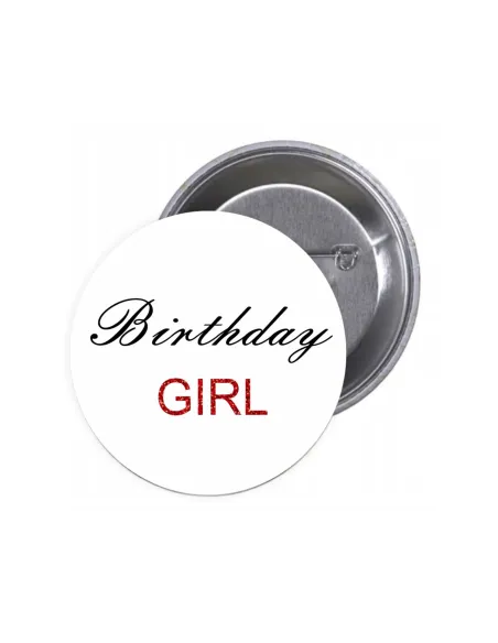 Przypinki buttony BIRTHDAY GIRL znaczki badziki z grafiką