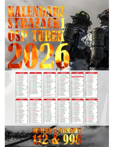 KALENDARZ STRAŻACKI OSP PSP 2026 300 szt RÓŻNE WZORY
