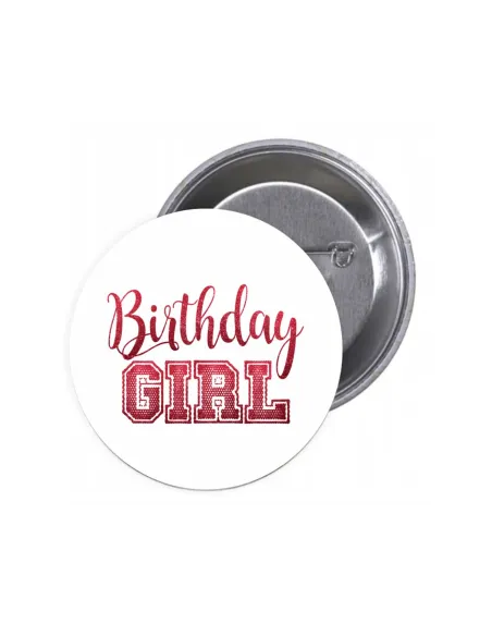 Przypinki buttony BIRTHDAY GIRL znaczki badziki z grafiką