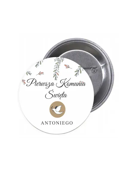 Przypinki buttony PIERWSZA KOMUNIA ŚWIĘTA IMIĘ znaczki badziki z grafiką