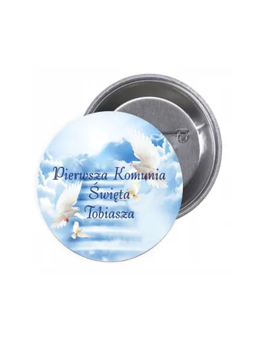 Przypinki buttony PIERWSZA KOMUNIA ŚWIĘTA IMIĘ znaczki badziki z grafiką
