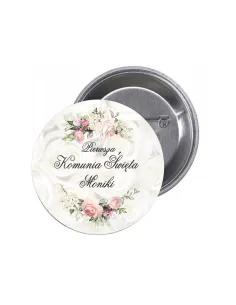 Przypinki buttony PIERWSZA KOMUNIA ŚWIĘTA IMIĘ znaczki badziki z grafiką