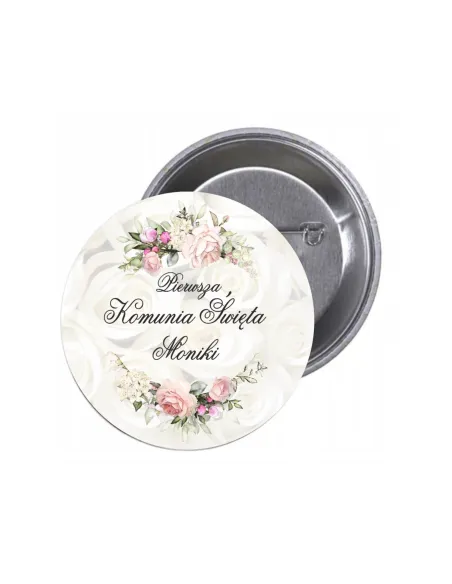 Przypinki buttony PIERWSZA KOMUNIA ŚWIĘTA IMIĘ znaczki badziki z grafiką