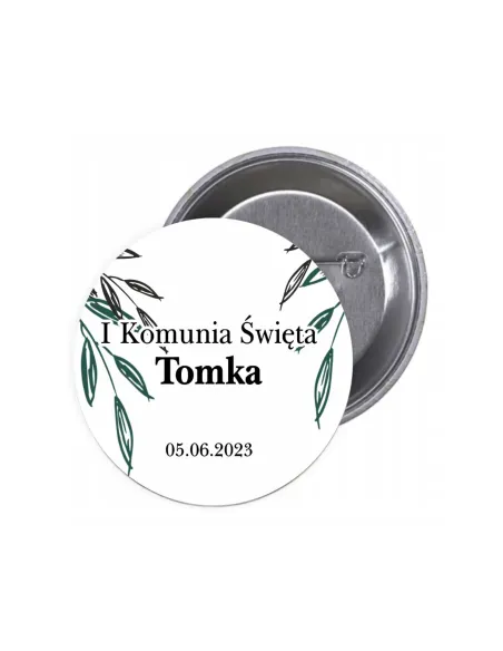Przypinki buttony I KOMUNIA ŚWIĘTA IMIĘ DATA znaczki badziki z grafiką