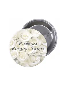 Przypinki buttony PIERWSZA KOMUNIA ŚWIĘTA IMIĘ znaczki badziki z grafiką
